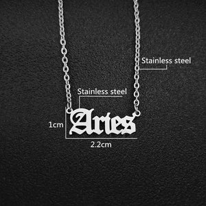 12 Zodiac Letters Pendant Necklace Old English Scorpio Aries Taurus Gemini Cancer Leo Choker Horoscope Signs Necklace Friendship