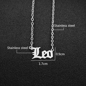 12 Zodiac Letters Pendant Necklace Old English Scorpio Aries Taurus Gemini Cancer Leo Choker Horoscope Signs Necklace Friendship