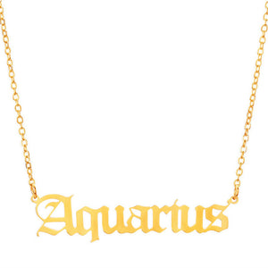 12 Zodiac Letters Pendant Necklace Old English Scorpio Aries Taurus Gemini Cancer Leo Choker Horoscope Signs Necklace Friendship